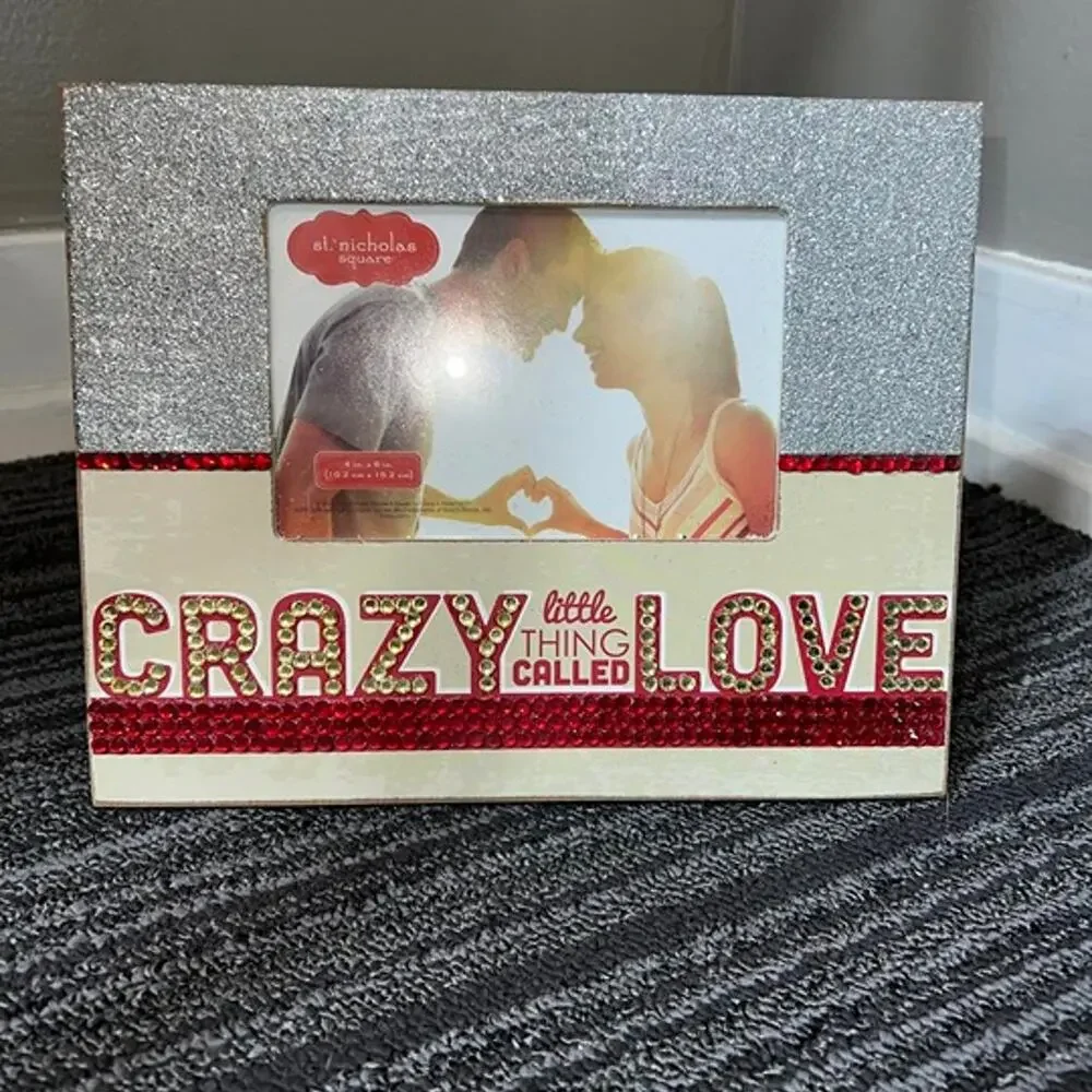 Hand Embellished “Crazy Little Thing Called Love” Rhinestone 4x6 Picture Frame